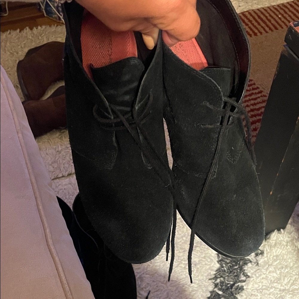 CROCS Black Suede Lace-Up Ankle Booties